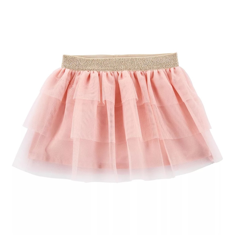 Carter's Pink Tulle Layered Skirt with Gold Elastic Waistband